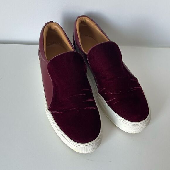 Buscemi Red Velvet Shoes Loafers Slip On Leather Mens Size 44 (US 11) - Picture 6 of 10